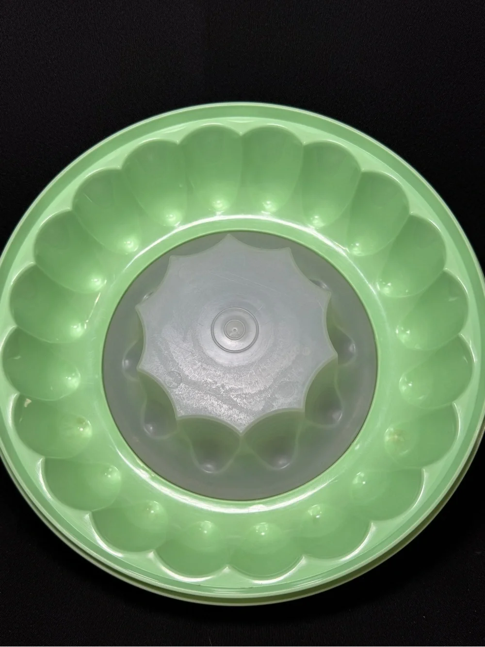 Vintage Tupperware 3 pc Green Jel-A-Ring Mold Jello Set Lid 1201 1202 1203 Ice